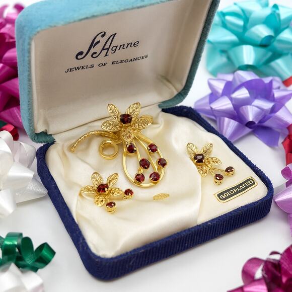 Vintage Jo Anne Jewels of Elegance 24K Gold Plated Jewelry Set w/ Box – Hey Viv - Picture 2 of 8